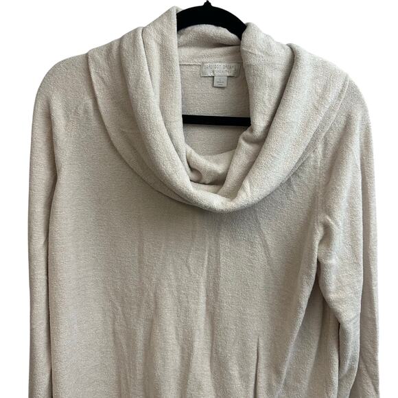 Barefoot Dreams CozyChic Ultralite Cream Cowlneck Sweater Size Large Soft Cozy - Picture 2 of 7